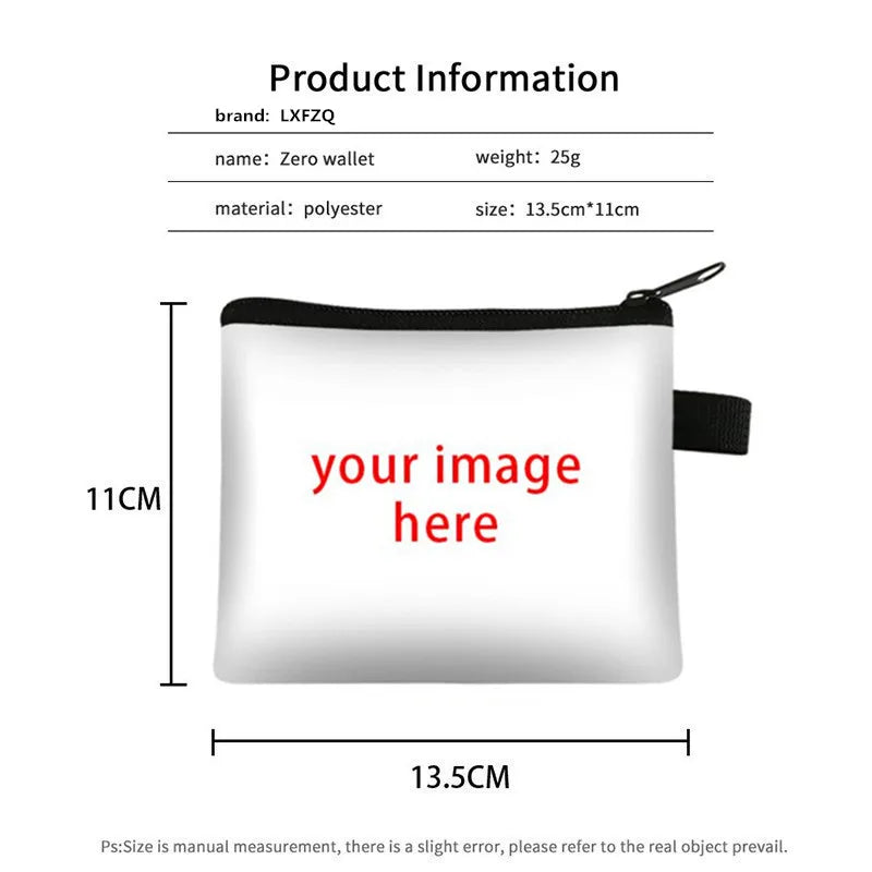 DIY Customize Your Image /Logo / Name Coin Purse Ladies Card Bag Boys Girls Wallet Portable Headset Mini Lipstick Bags Money Bag