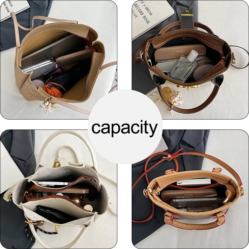 DIY Bag kit Making Hand Sewing PU Leather Tote Bag Handbag Cross-Body Leather Crafts Semi-finished Hand-sewn Material Set